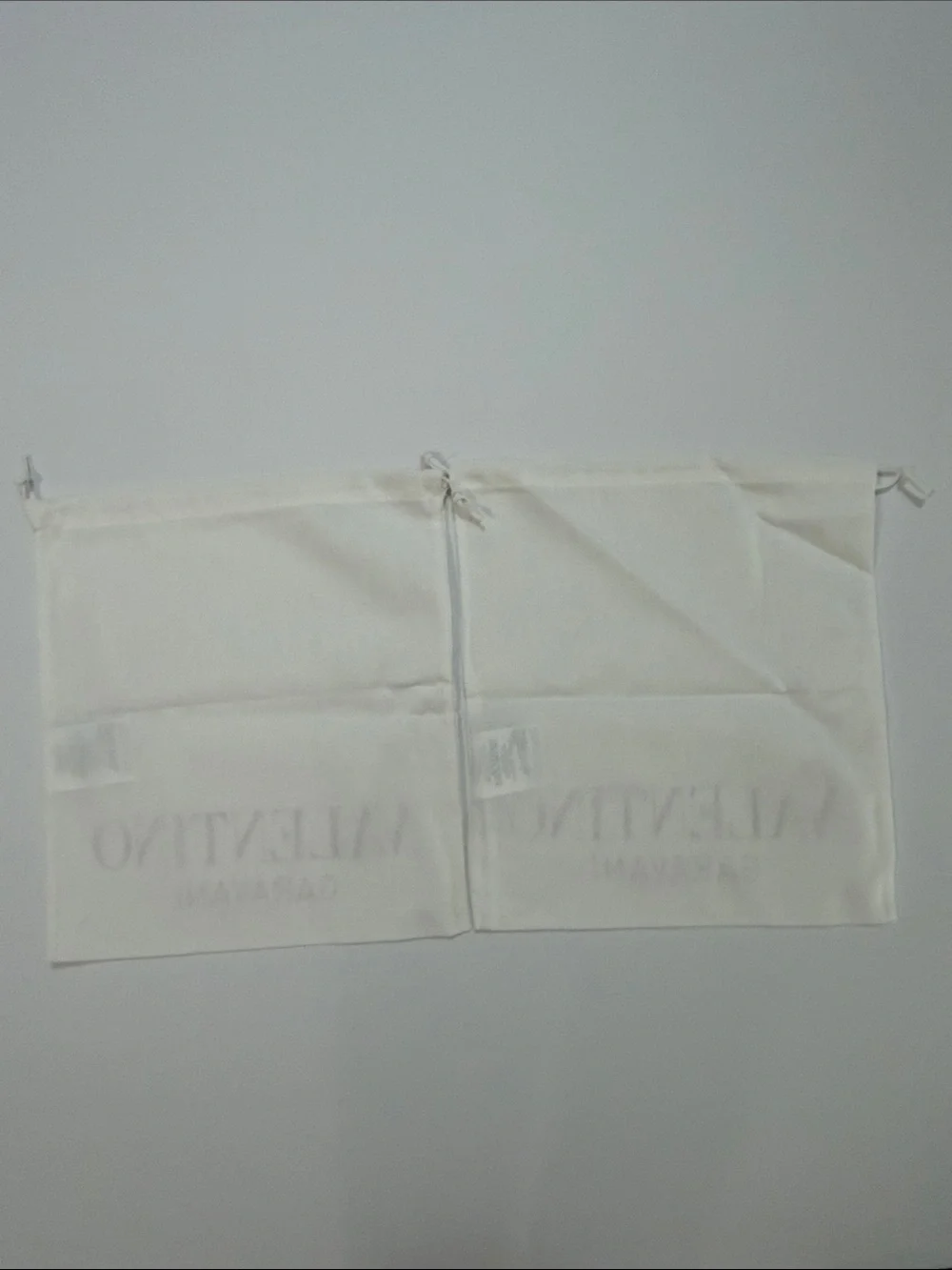 Valentino White Cotton Dust Bags with Red Logo (Pair)